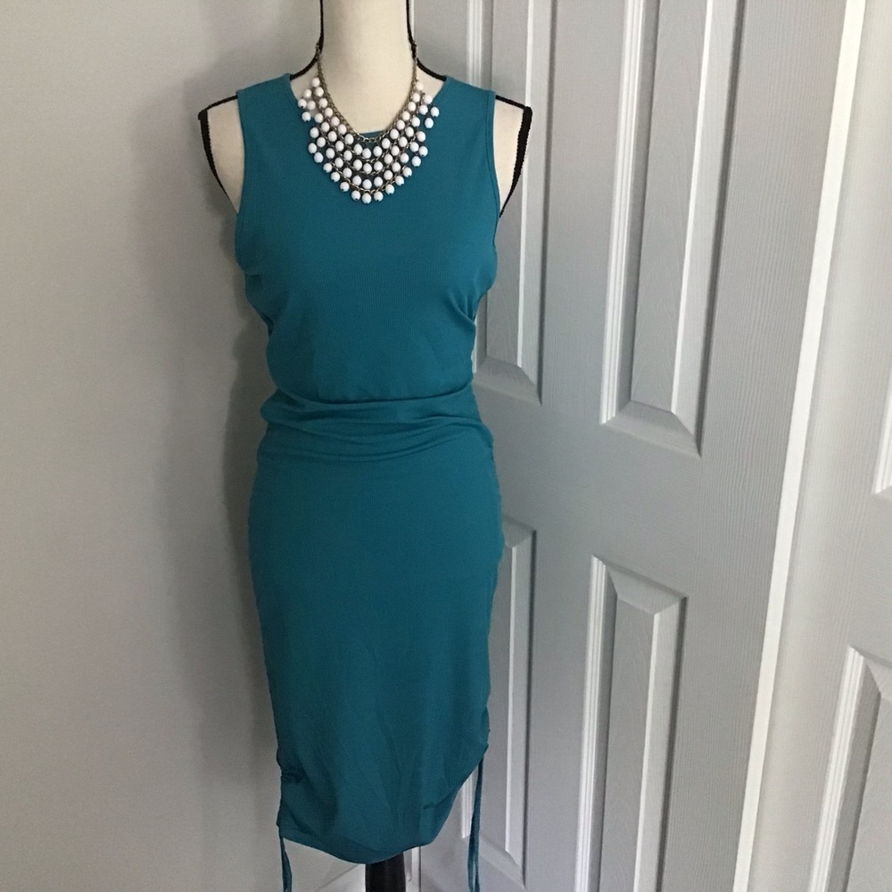 Teal adjustable midi dress nwot
